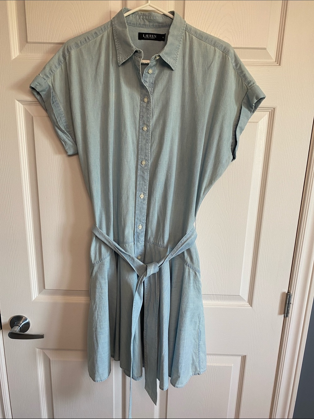 Ralph Lauren Light Blue Shirt-Tie Midi Dress